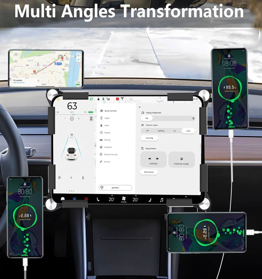 for Tesla Phone Mount, Magsafe Strongest Magnetic Tesla Phone Holder for Tesla Model 3/Model Y/Cybertruck Accessories 2024, No Glue for Car Phone Mount for Tesla with Magnetic Ring Fits for All Phone