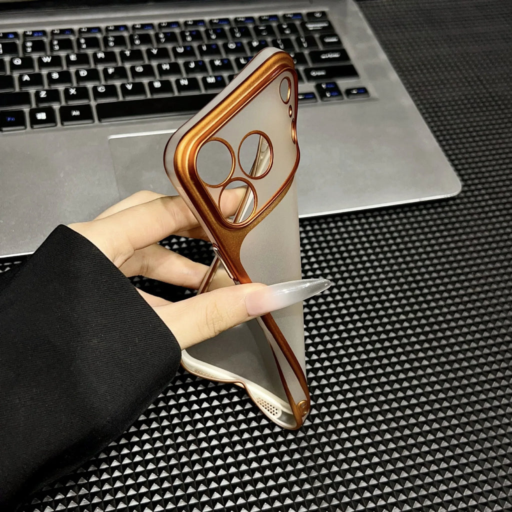 Luxury Matte Transparent Phone Case for iPhone 17 Pro Air 17 16 15 14 13 Pro Max Ultra-thin Soft Protection Metallic Color Cover