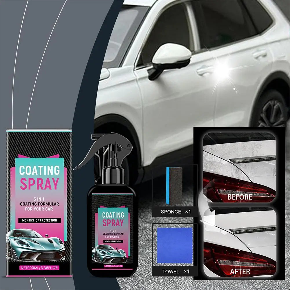 Car Coating Spray Hydrophobic Auto Glass Coating Agent Waterless Wash Car Refurbishment Brightening Waxing Polishing Spray