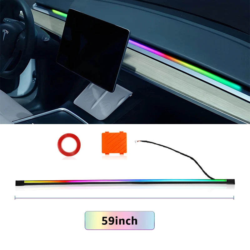 200cm 150cm Car Ambient Light Front Windshield Dashboard LED 64 Colors RGB Symphony Interior Acrylic Atmosphere Lamp App Control