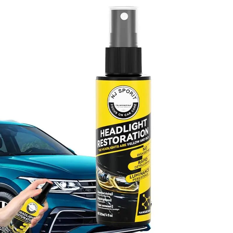 Car Headlight Restoration Spray Liquid Car Light Cleaner And Restorer UV Resistant Long Lasting Head Light Coating Spray