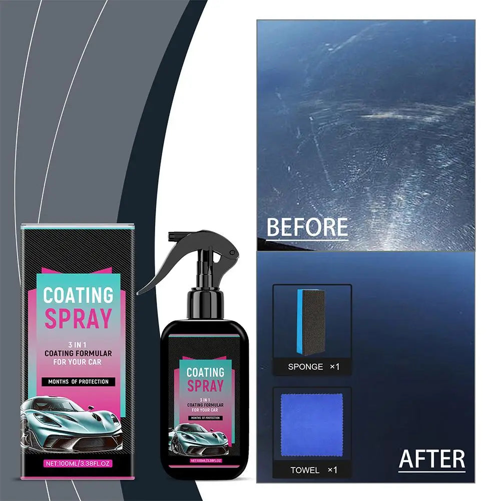 Car Coating Spray Hydrophobic Auto Glass Coating Agent Waterless Wash Car Refurbishment Brightening Waxing Polishing Spray