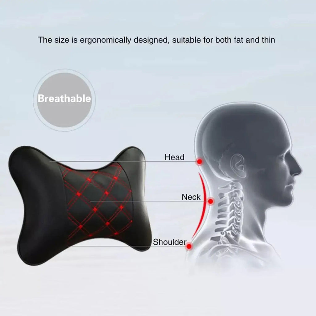 Car Neck Pillows Both Side Pu Leather 1pcs Pack Headrest For Head Pain Relief Filled Fiber Universal Car Pillow V6U2