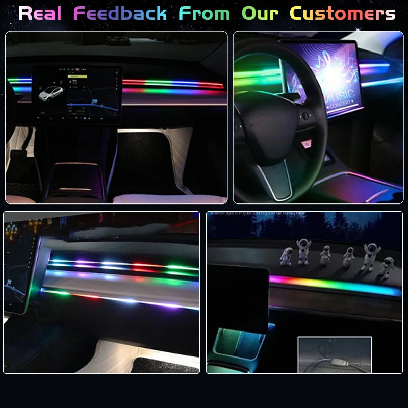 200cm 150cm Car Ambient Light Front Windshield Dashboard LED 64 Colors RGB Symphony Interior Acrylic Atmosphere Lamp App Control