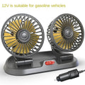 Car Fan Cooling Car Electric Fan 360° Adjustable 3 Heads USB/12V/24V Fan 2 Speed Silent Cooler for Dashboard RV Truck SUV