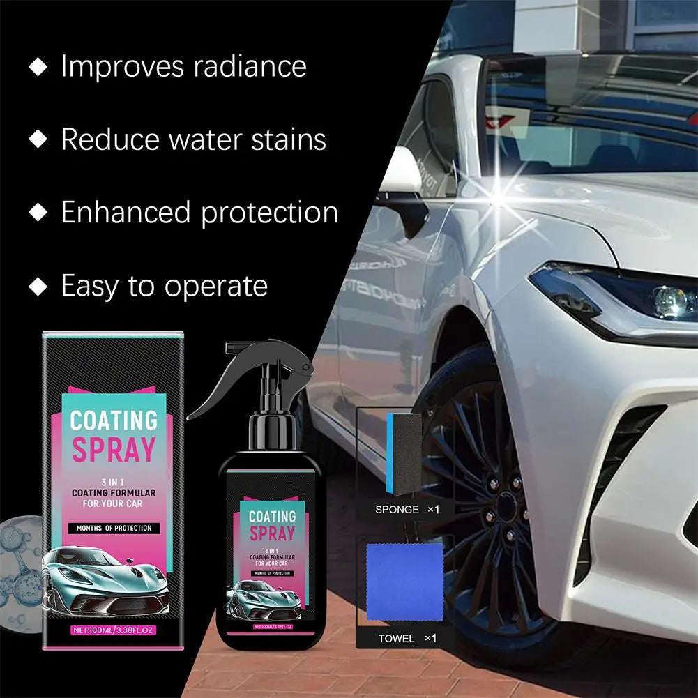 Car Coating Spray Hydrophobic Auto Glass Coating Agent Waterless Wash Car Refurbishment Brightening Waxing Polishing Spray