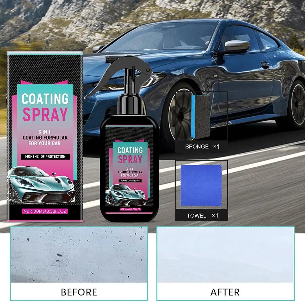 Car Coating Spray Hydrophobic Auto Glass Coating Agent Waterless Wash Car Refurbishment Brightening Waxing Polishing Spray