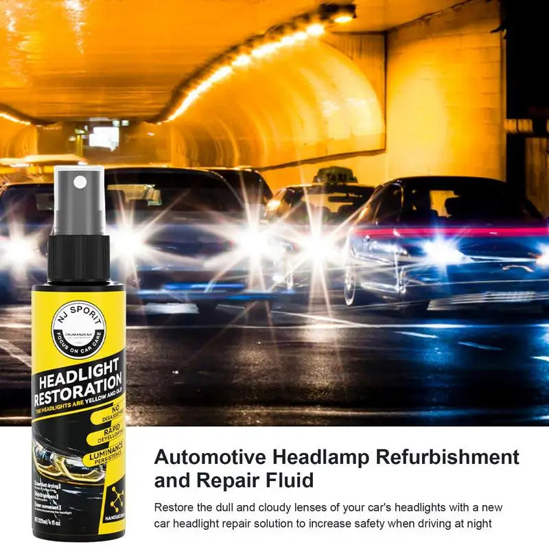 Car Headlight Restoration Spray Liquid Car Light Cleaner And Restorer UV Resistant Long Lasting Head Light Coating Spray