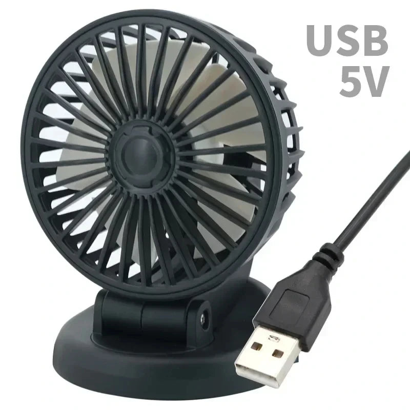 Car Fan Cooling Car Electric Fan 360° Adjustable 3 Heads USB/12V/24V Fan 2 Speed Silent Cooler for Dashboard RV Truck SUV