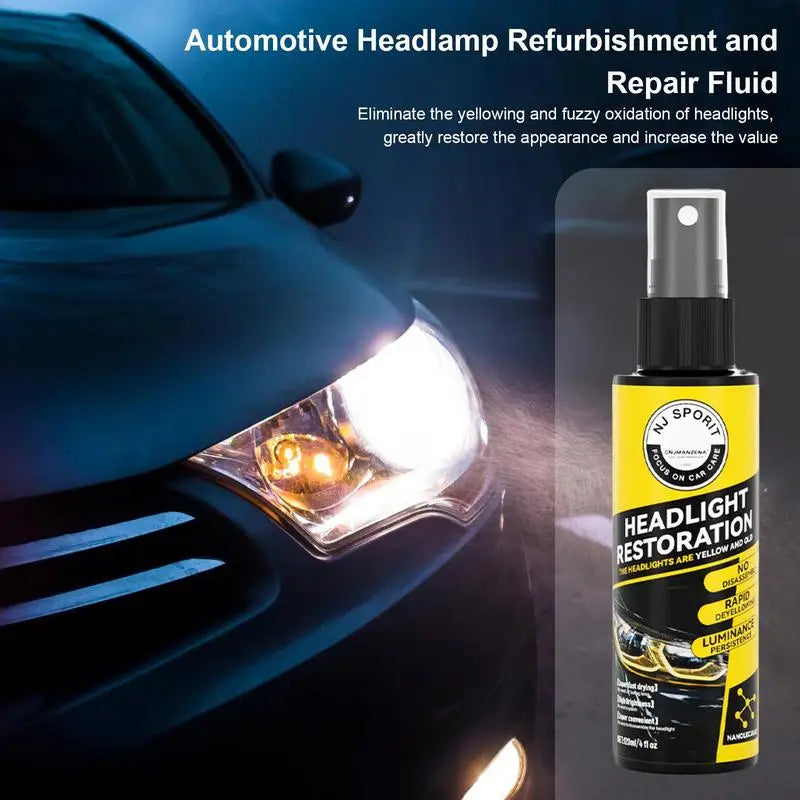 Car Headlight Restoration Spray Liquid Car Light Cleaner And Restorer UV Resistant Long Lasting Head Light Coating Spray
