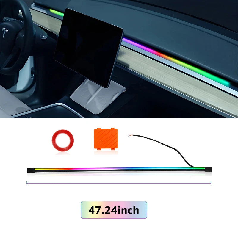 200cm 150cm Car Ambient Light Front Windshield Dashboard LED 64 Colors RGB Symphony Interior Acrylic Atmosphere Lamp App Control