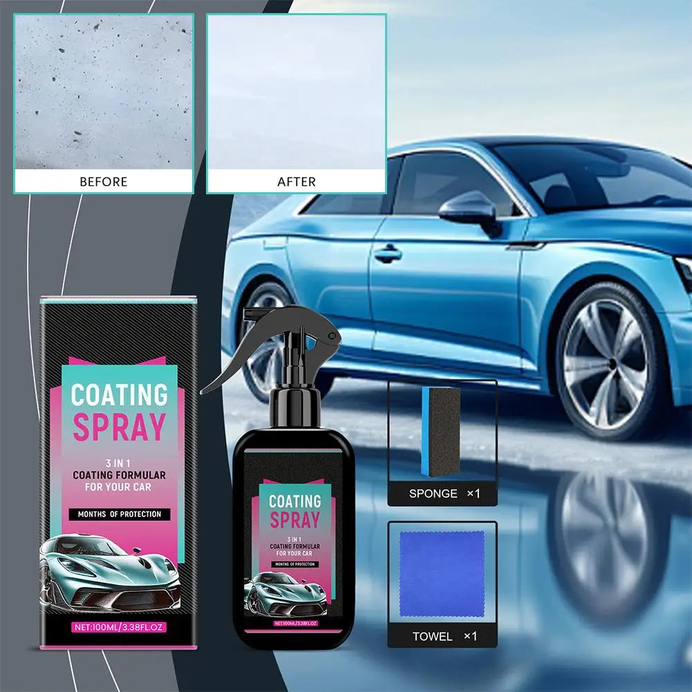 Car Coating Spray Hydrophobic Auto Glass Coating Agent Waterless Wash Car Refurbishment Brightening Waxing Polishing Spray